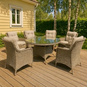 Trädgårdsgrupp - Florida |  Ø150 cm - Naturfärgad rotting