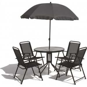 Växjö utegrupp komplett med bord, 4 stolar och parasoll