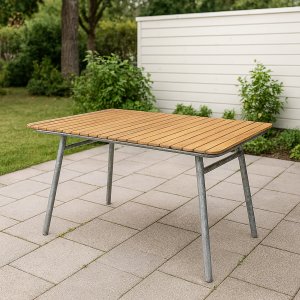 Möllan bord 120x80cm - Teak / Galvaniserat stål