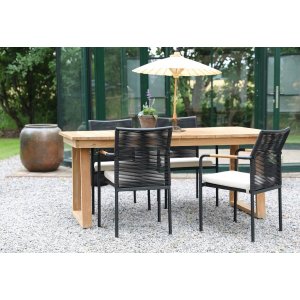 Saltö utematgrupp matbord 180x100 cm med 4 st Skanör karmstolar - Teak/Svart