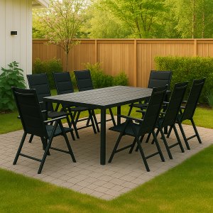 Utematgrupp – Las Vegas & Asta | Svart aluminum | 6 st positionsstolar