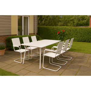 Matgrupp Holmsund bord 180 cm med 6st stolar - Vit