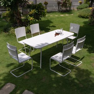 Holmsund matgrupp  bord 180x80 cm med 6 st stolar - vit