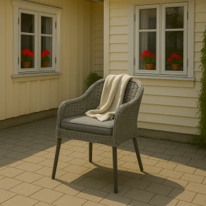 Trädgårdsstol - Aster | grå konstrotting med dyna