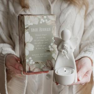 *FÖRBOKAS* Ljuslykta Ängel "Tack", i gåvobox - Majas lyktor/ Barncancerfonden