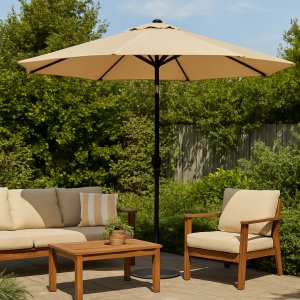 Parasoll - Fjällbacka | Ø200 cm | Beige + Rengöringsspray för utemöbler