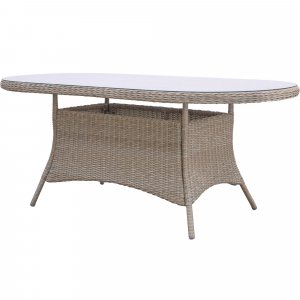 Trädgårdsbord - Menton | 180x100 cm | Natur | Ovalt + Rengöringsspray för utemöbler