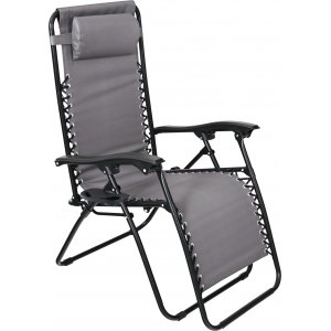 Ihopfällbar solstol med dryckeshållare - Grå / Svart Baden Baden + Rengöringsspray för utemöbler