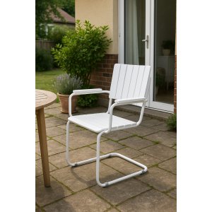 Holmsund stol med armstöd - Vit + Textilimpregnering för utemöbler