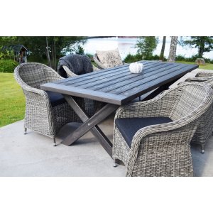 Trädgårdsbord - Oxford | gråbetsat träbord - 220 cm + Rengöringsspray för utemöbler