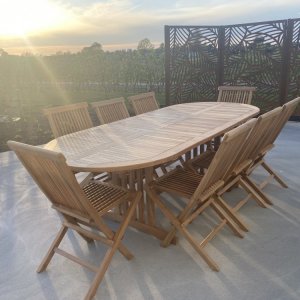 Saltö - Ovalt matbord i teak - Bordet är förlängningsbart 180/240 cm + Textilimpregnering för utemöbler