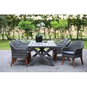 Utemöbelgrupp 220 Grå med 6 st stolar + Textilimpregnering för utemöbler