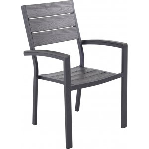 Las Vegas karmstol för utomhus - Svart / Grå aintwood + Textilimpregnering för utemöbler