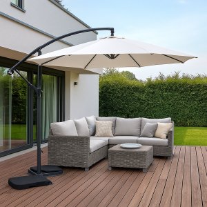 Hängparasoll - Mallorca | Ø350 cm | Vit + Textilimpregnering för utemöbler