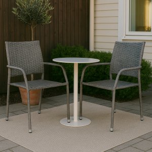 Ida stapelbar utestol i grå konstrotting + Textilimpregnering för utemöbler