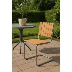 Utestol stapelbar - Teak / Galvaniserat stål - Möllan + Textilimpregnering för utemöbler