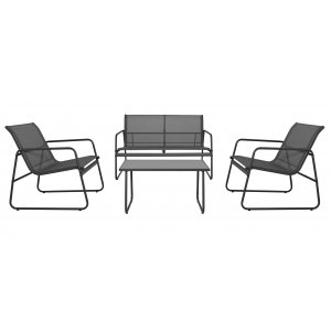 Zanzibar loungegrupp soffa fåtöljer och soffbord - Svart utegrupp + Textilimpregnering för utemöbler