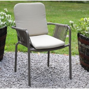 Lincoln stol - Grå med beige dyna + Rengöringsspray för utemöbler