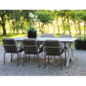 Oxford - Utemöbelgrupp 220 cm Grå/Vit + Rengöringsspray för utemöbler