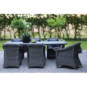 Oxford - Utemöbelgrupp 220 cm Grå/Vit + Rengöringsspray för utemöbler