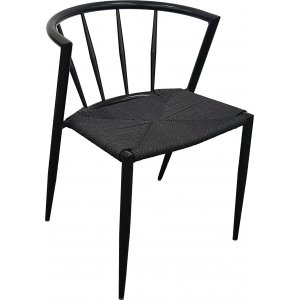 Y formad utestol i svat metall med svart repsits + Rengöringsspray för utemöbler