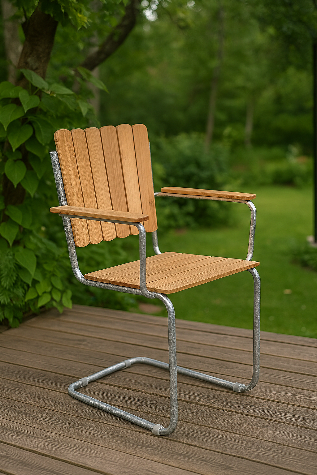 Utestol stapelbar karmstolar i teak med armstöd - Möllan