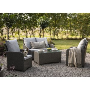 Loungegrupp - Valencia | konstrotting - grå + Textilimpregnering för utemöbler